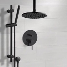 Matte Black Ceiling Rain Shower System with Handheld, Rainfall Shower Head, Shower Faucet Set
